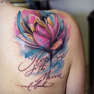 Tulipán acuarela abstracta y tatuaje de letras de Kati Berinkey.  #abstracto # acuarela #flor #tulip # letras #KatiBerinkey