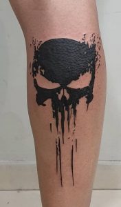 Blackwork Punisher Skull Tattoo