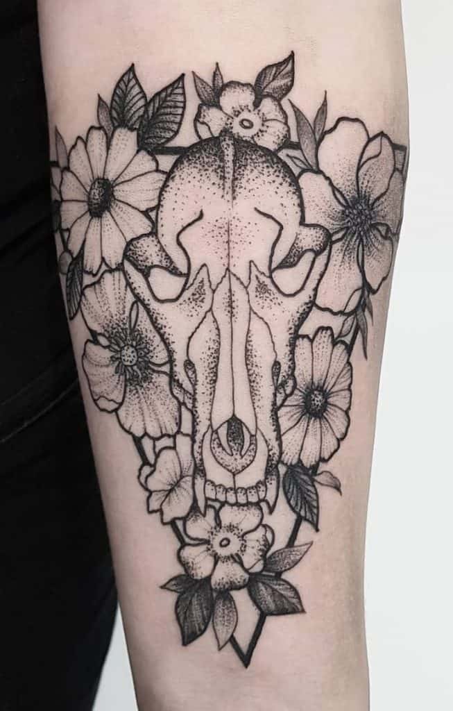 Tatuaje de calavera de lobo