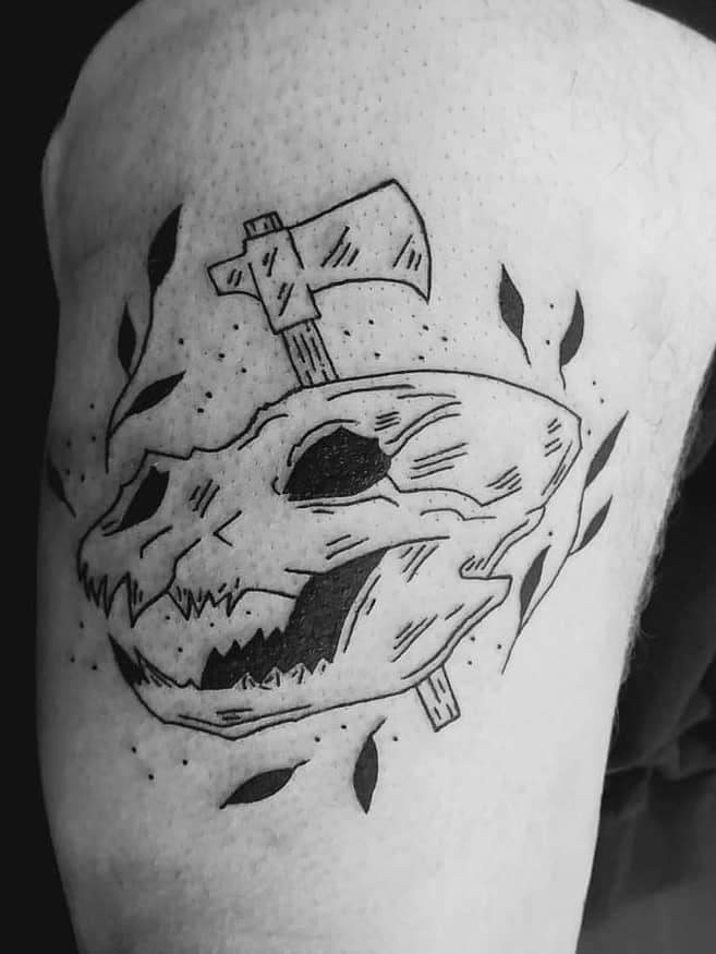 Tatuaje De Cráneo De Oso