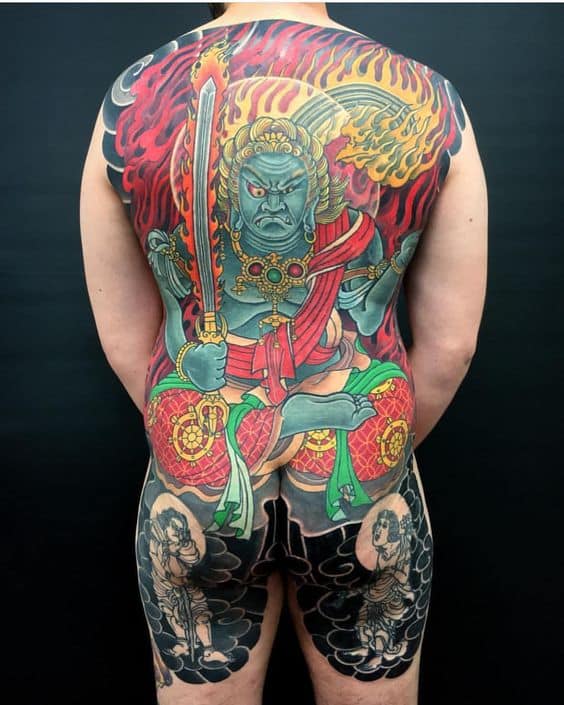 Tatuaje de Fudo Myoo en la espalda