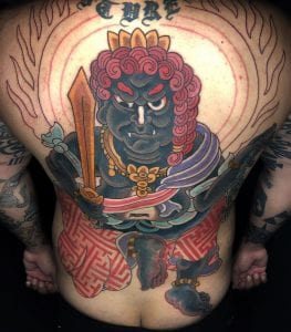 Tatuaje de Fudo Myoo en la espalda