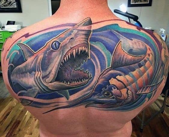 Tatuaje de Blue Marlin en la espalda