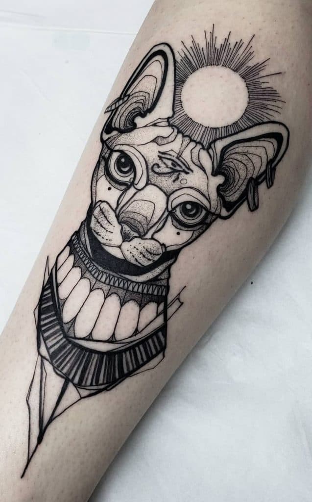 Tatuaje Bastet Grabado En Madera