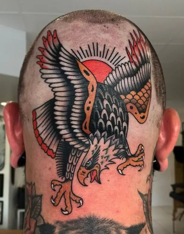 Tatuaje de águila calva tradicional americana