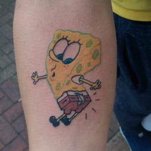 El tatuaje de Bob Esponja SquarePant de Olley.  # bob esponja # bob esponja pantalones cuadrados # dibujos animados #nickelodeon #tvshow