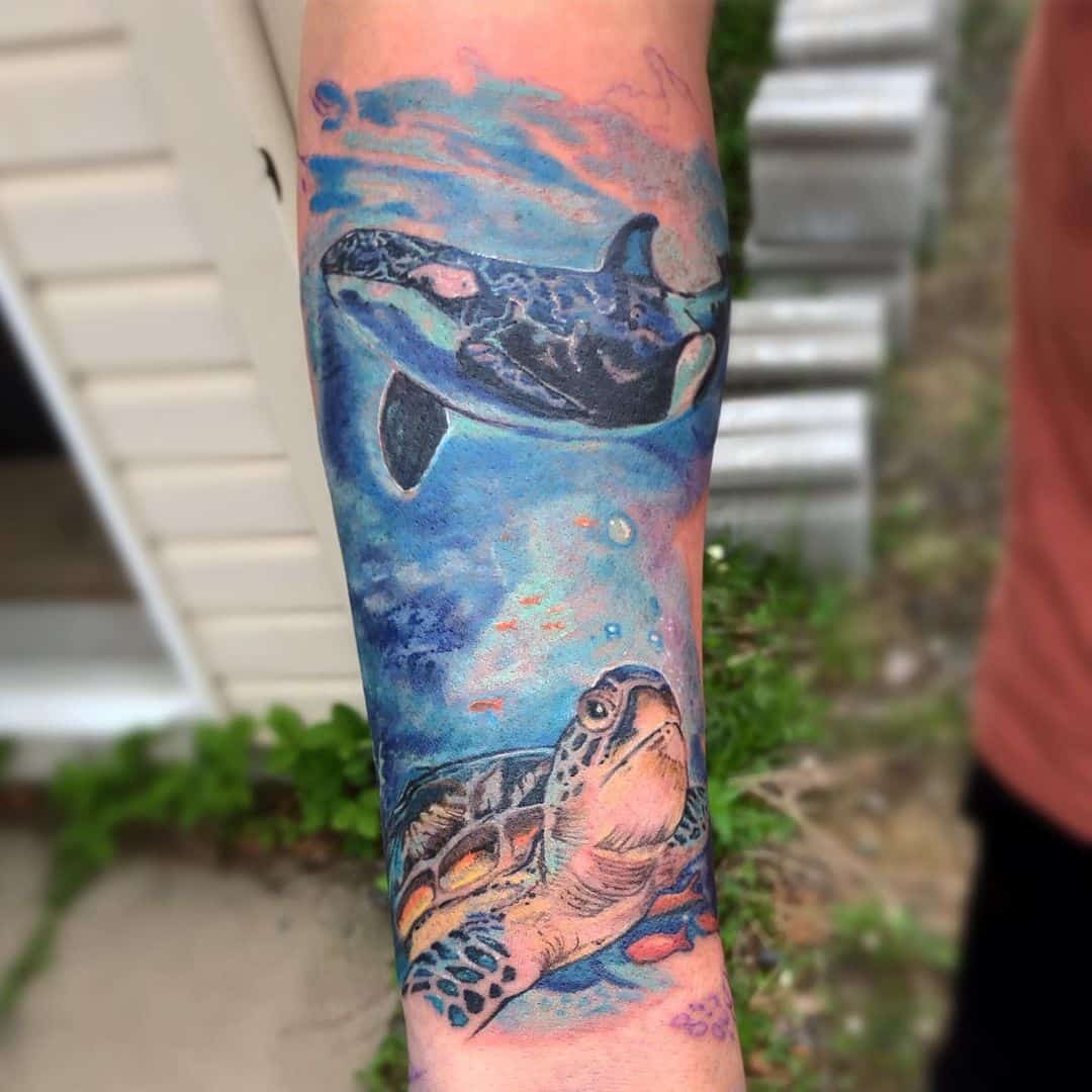 Tatuajes de tortugas en color realista 2