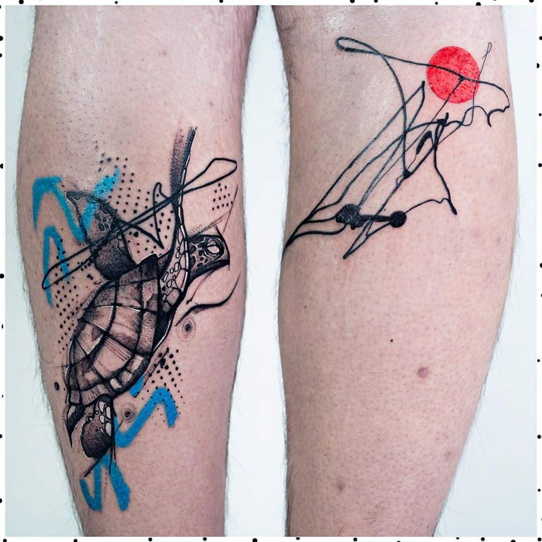 tatuajes de tortugas en la pierna 1