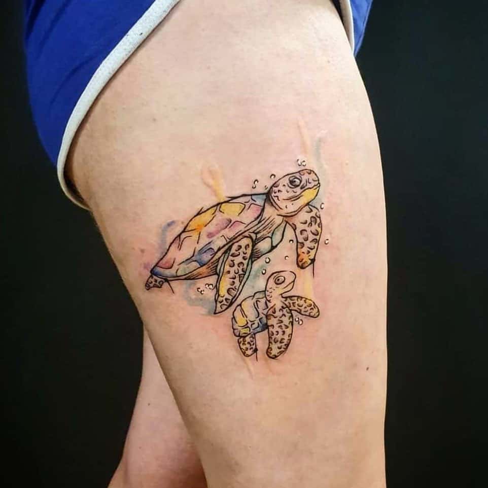 Tatuajes de tortugas en la pierna 3