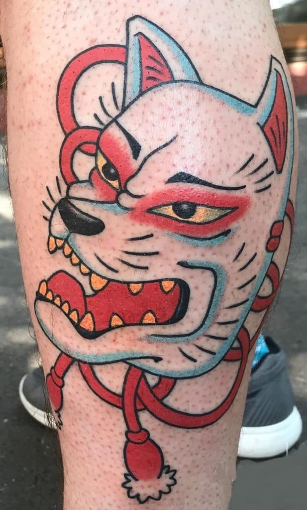 Tatuaje de máscara kitsune