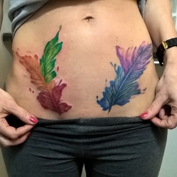 Tatuaje de plumas en acuarela 2