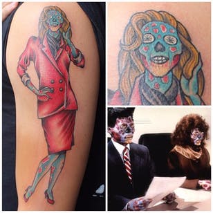 Pin-up alienígena They Live tatuaje de Stephen von Staats.  #pinup #alien #TheLive #StephenVonStaats