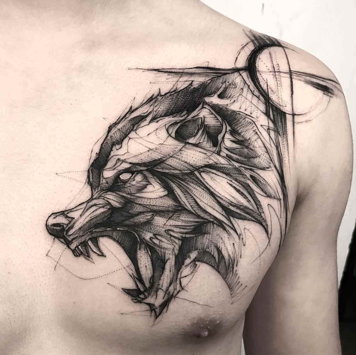 Dibujo de tatuaje de lobo