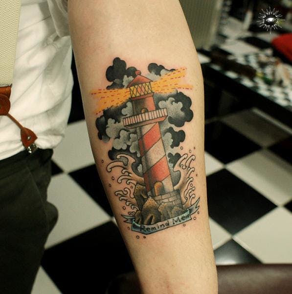 Este pequeño brillante fue hecho por Maverick Ink # guy # lighthouse tattoo # maritime # sea # MaverickInk