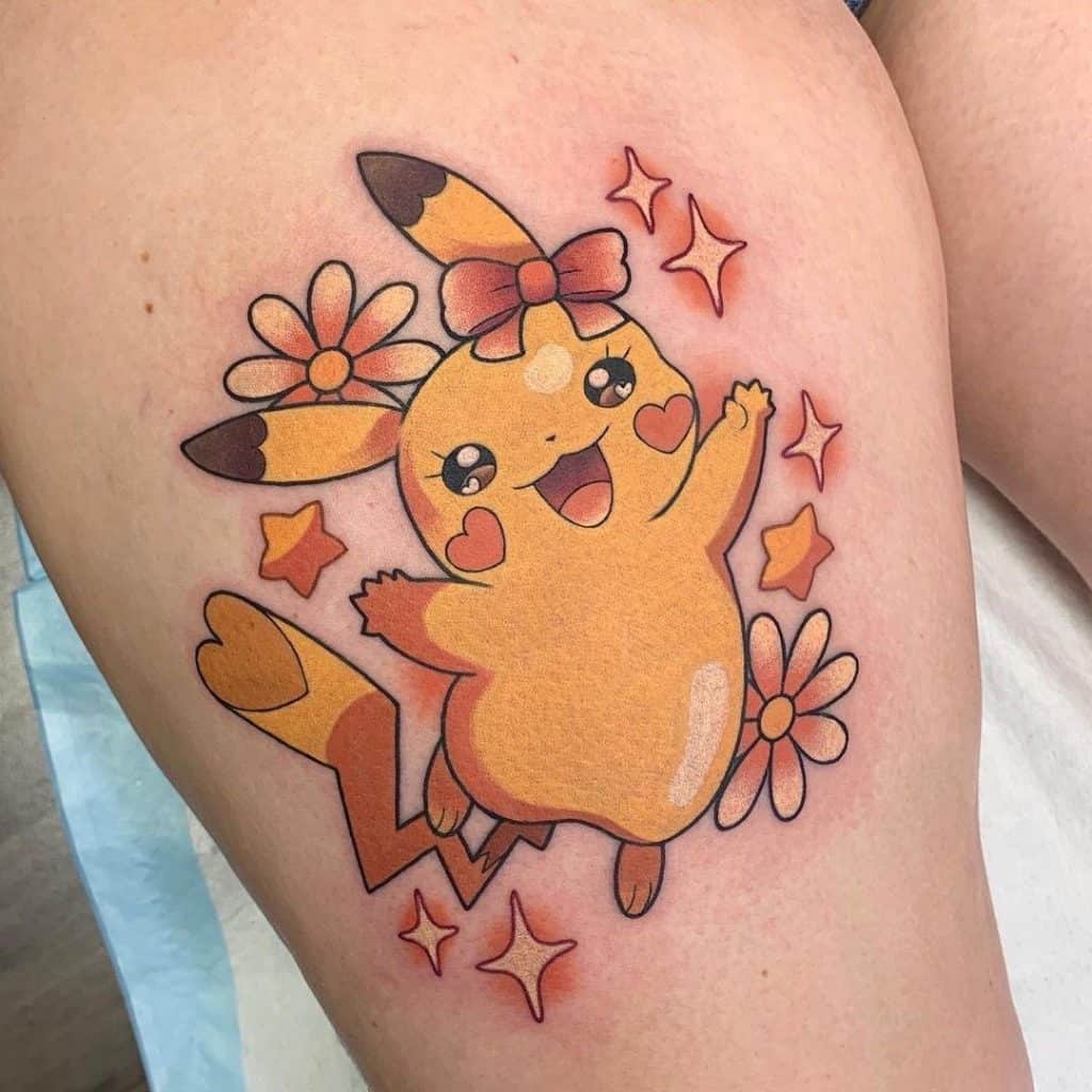 Tatuaje de Pikachu Meme Diseño lindo y femenino 