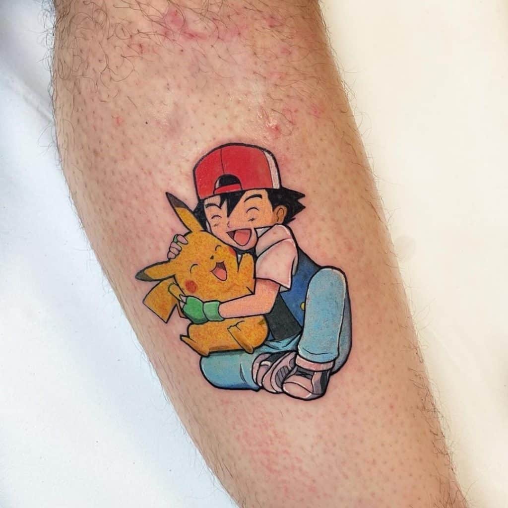 Tatuaje de Pikachu con diseño de ceniza 