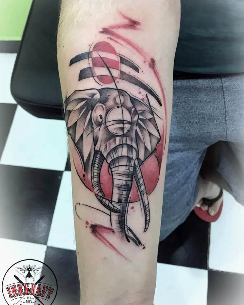 Diseño de tatuaje de elefante abstracto