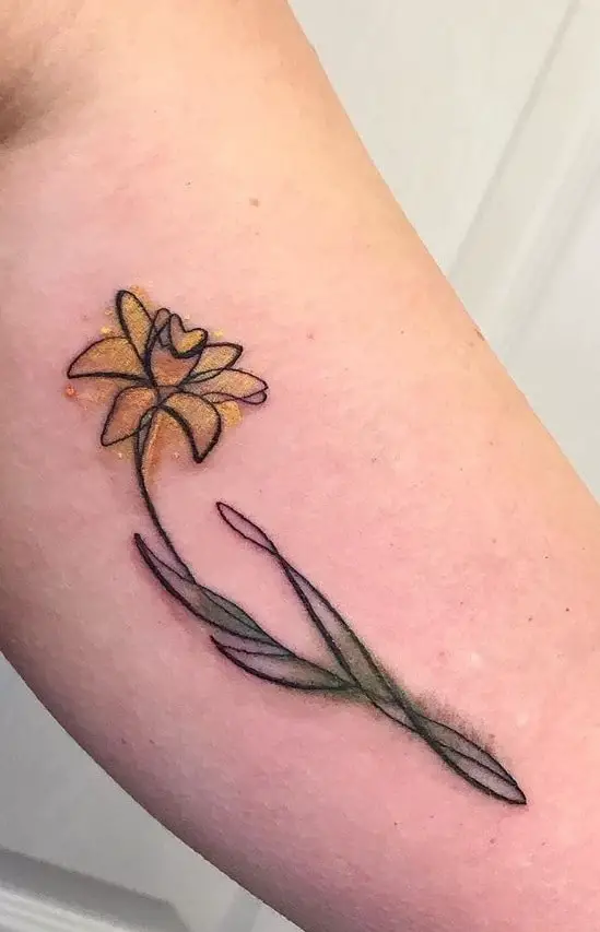 Tatuaje de narciso acuarela