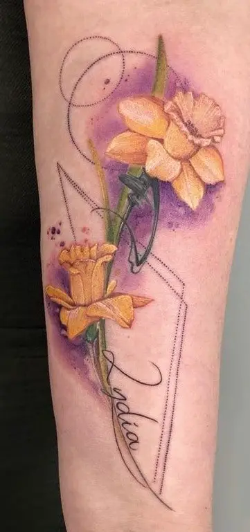 Tatuaje de narciso gráfico