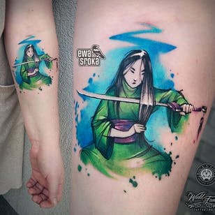 Tatuaje de Mulan de Ewa Sroka.  #mulan #disney #disneyprincess #chino #waltdisney