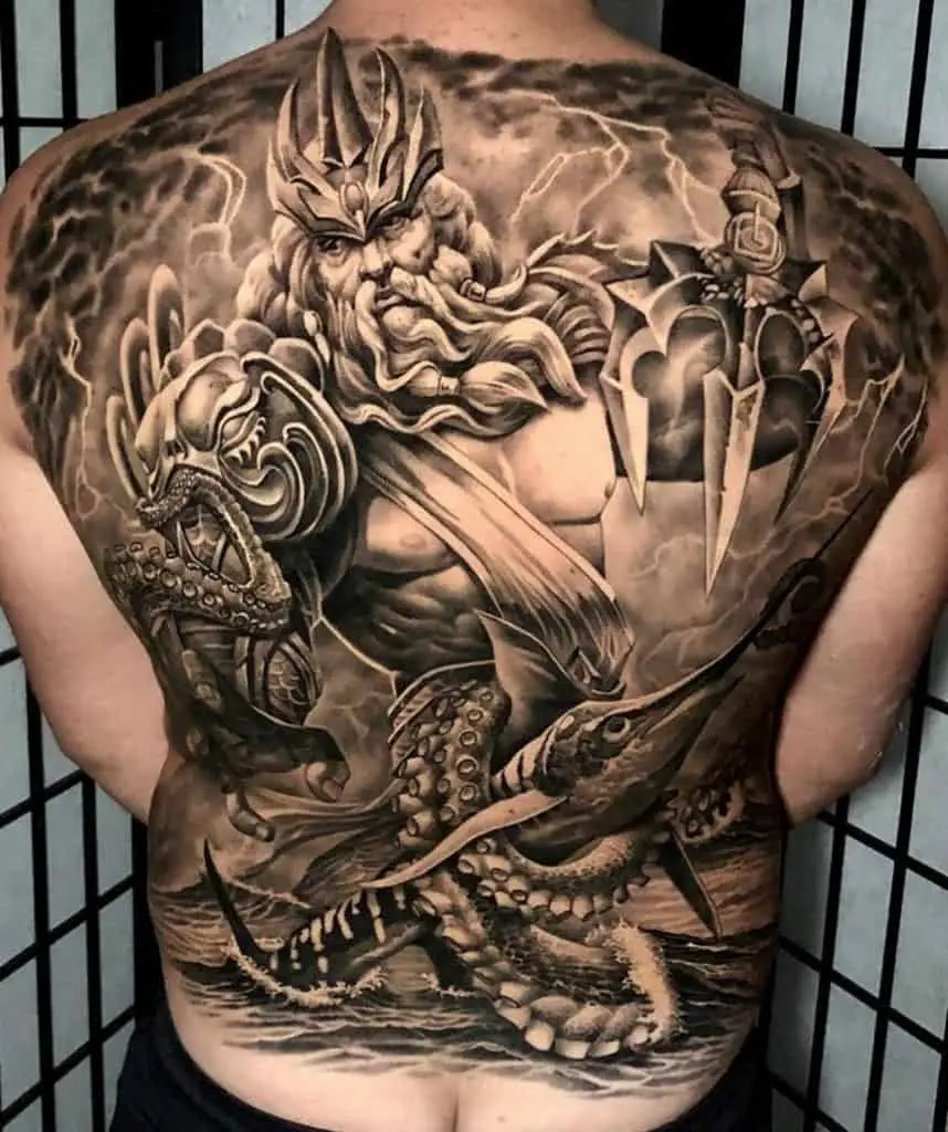 Gran tatuaje de Poseidón