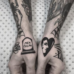 Thumb Tattoos by Mike Shaw # Blackwork # Blackwork Tattoos # Traditional Blackwork # BlackworkArtists # BlackInk # OldSchool Tattoos # Traditional Tattoos # MikeShaw