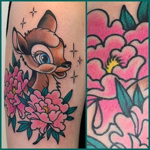 Tatuaje de Bambi de Kjetil F Olsen.  #bambi #disney #waltdisney # ciervo # cervatillo #tradicional