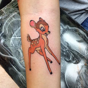 Tatuaje de Bambi de Kareem Masarani.  #bambi #waltdisney #disney # ciervo # cervatillo