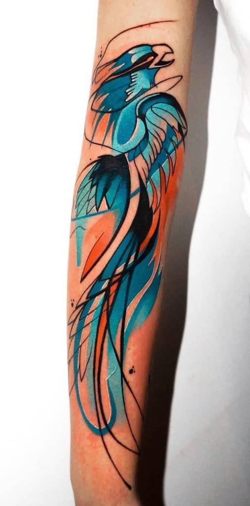 Tatuaje De Fénix Azul Acuarela