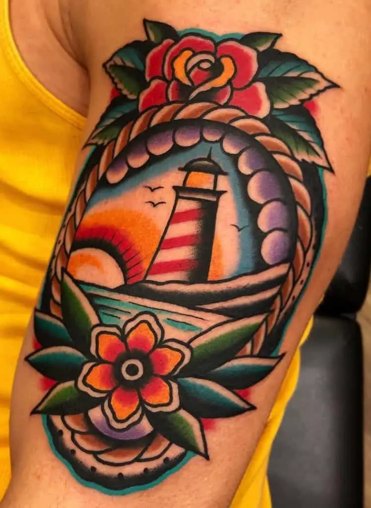 Tatuaje de faro tradicional