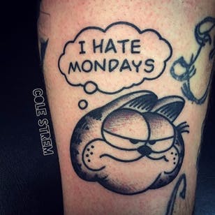 Tatuaje de Garfield de Cole Strem.  # Lunes # Garfield # cómic # dibujos animados # gato