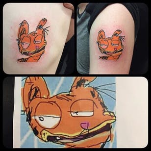 Tatuaje de Garfield, artista desconocido.  #fuerte # Garfield # cómic # dibujos animados # gato