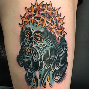 Zombie Jesus Tattoo por Mike Fite @MikeFite @goldclubelectrictattoo #MikeFiteTattoo #Goldclubelectrictattoo #Neotraditional #Traditional #light_and_bold #zombie #jesus