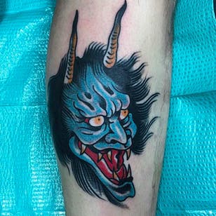 Hannya Mask Tattoo por Mike Fite @MikeFite @goldclubelectrictattoo #MikeFiteTattoo #Goldclubelectrictattoo #Neotraditional #Traditional #light_and_bold #Hannya