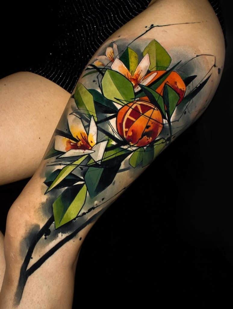 Tatuaje de flor de acuarela abstracta