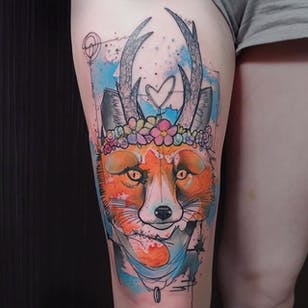 Fox Graphic Tattoo por Tobias Burchert #Graphic Tattoos #Graphic #Abstract Tattoo # Abstract # Modern Tattoos # Schwein # Elschwino # TobiasBurchert
