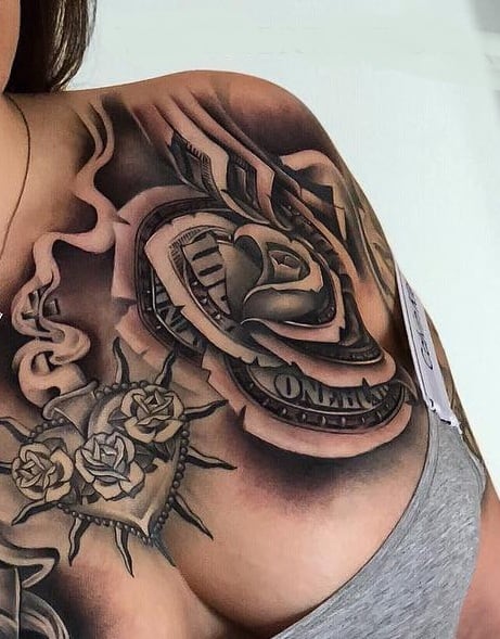 Tatuaje De Rosa De Dinero