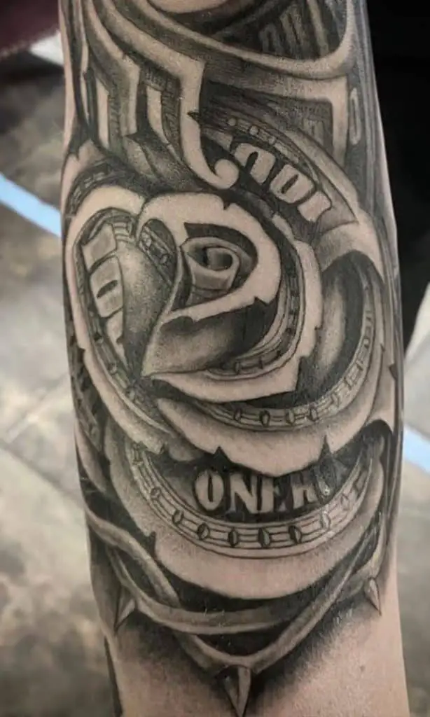 Tatuaje De Rosa De Dinero