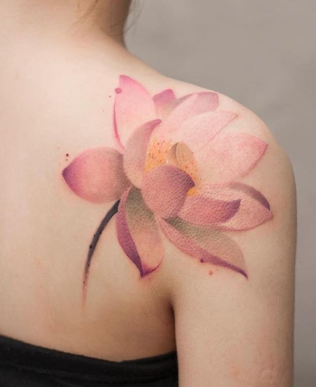 Tatuaje De Loto Rosa
