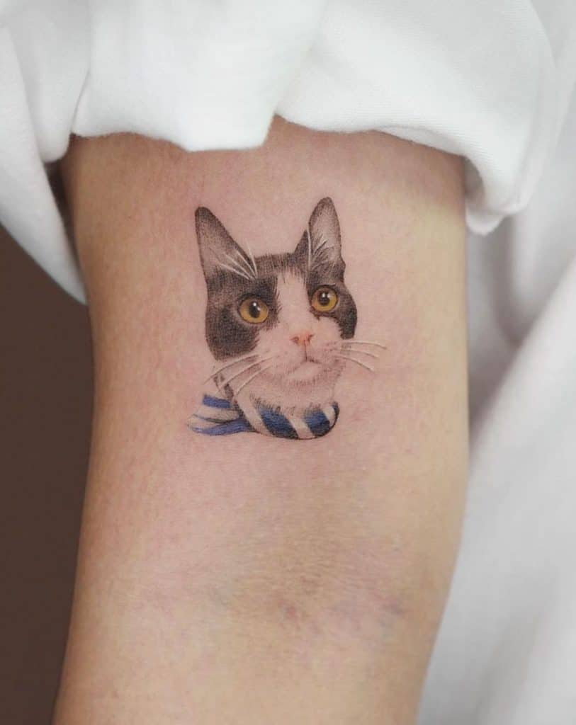 Tatuaje de retrato de gato pequeño