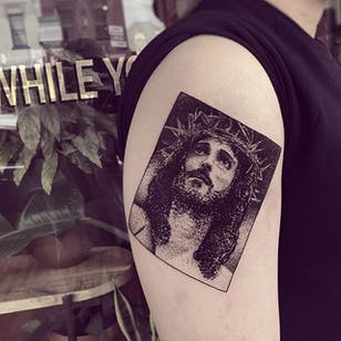 Jesús en puntos de Charley Gerardin.  #trabajo de puntos # sombreado de puntos #CharleyGerardin #sortwork #Jesús