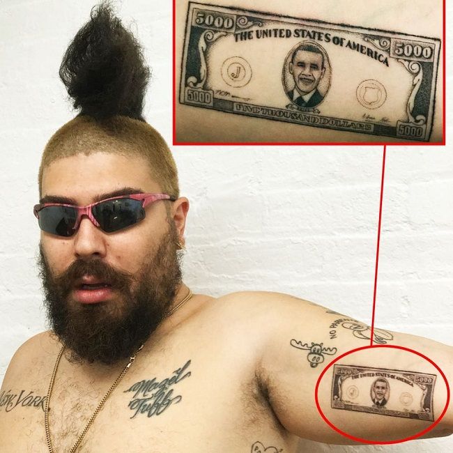 Joshua Ostrovsky-The Fat Jewish-Obama en un tatuaje de $ 5,000