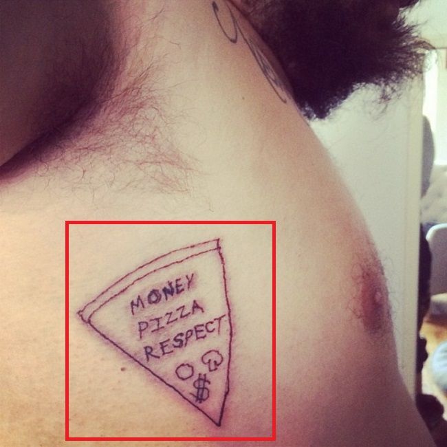 Joshua Ostrovsky-El gordo judío-DINERO PIZZA RESPECT Tattoo