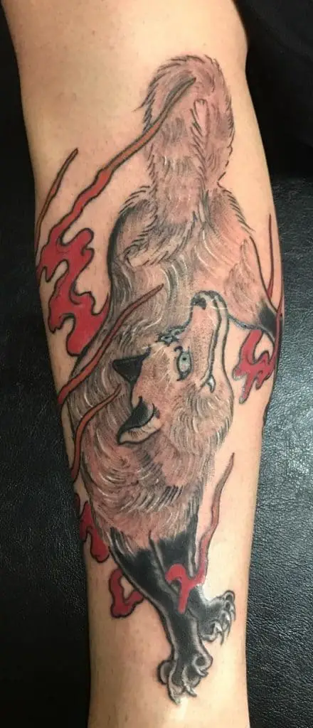 Tatuaje de lobo japonés