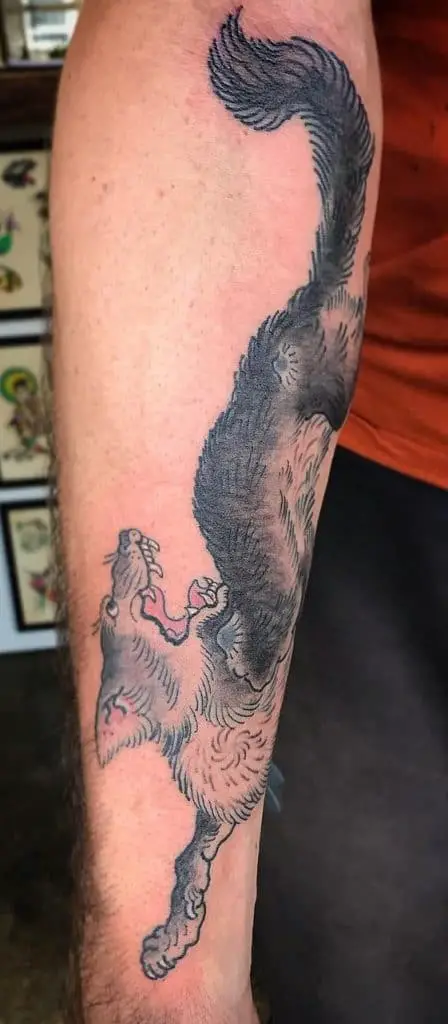 Tatuaje de lobo japonés