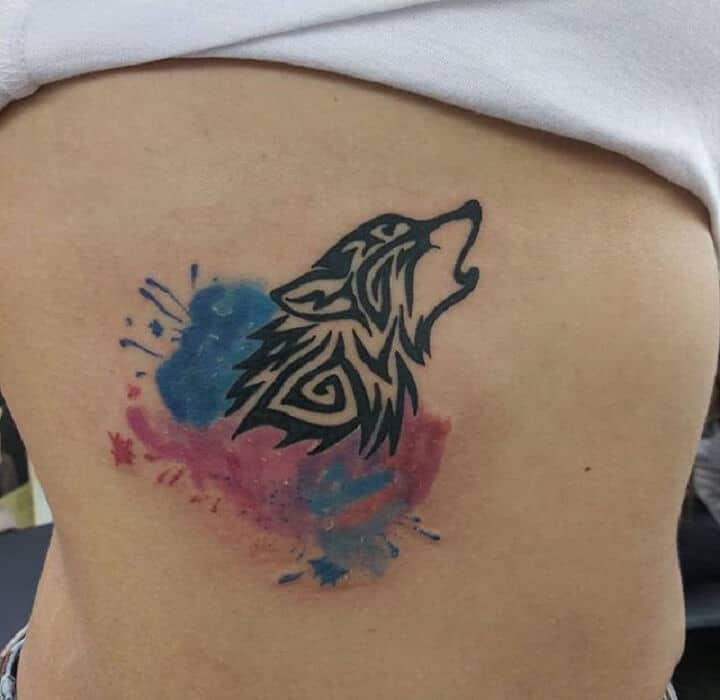 Tatuaje De Lobo Tribal Acuarela