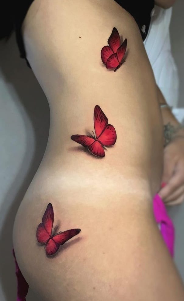 Tatuaje de mariposa roja 3D