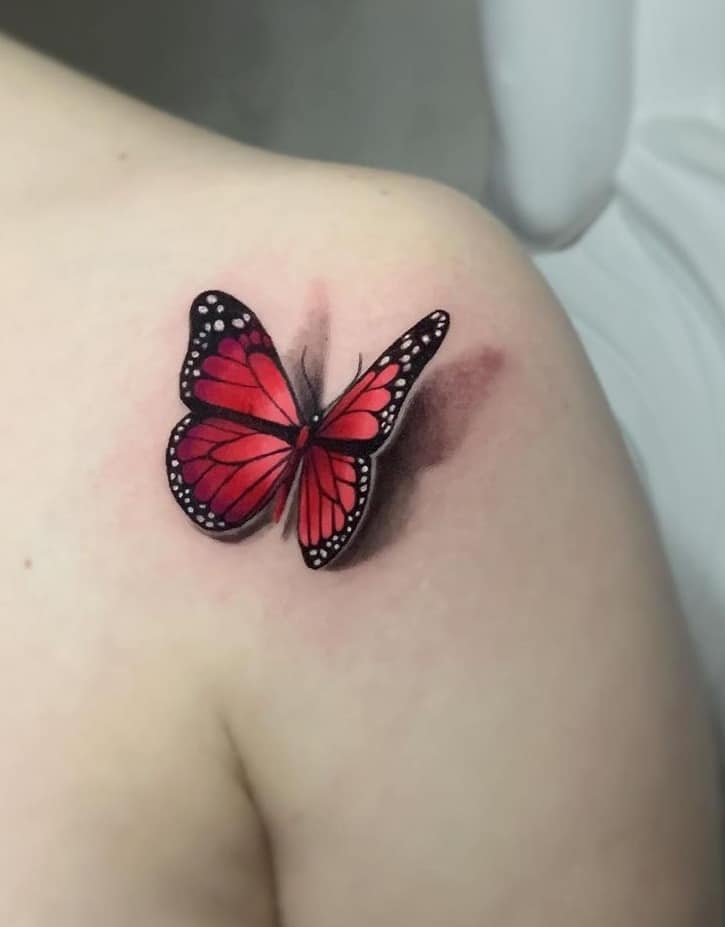 Tatuaje de mariposa roja 3D