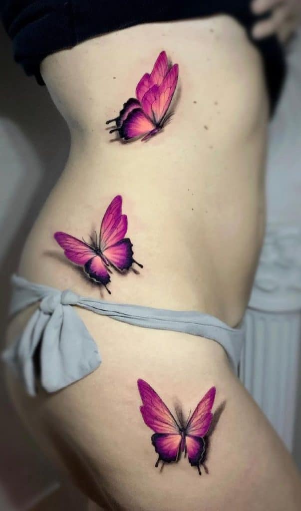 Tatuaje de mariposa púrpura 3D