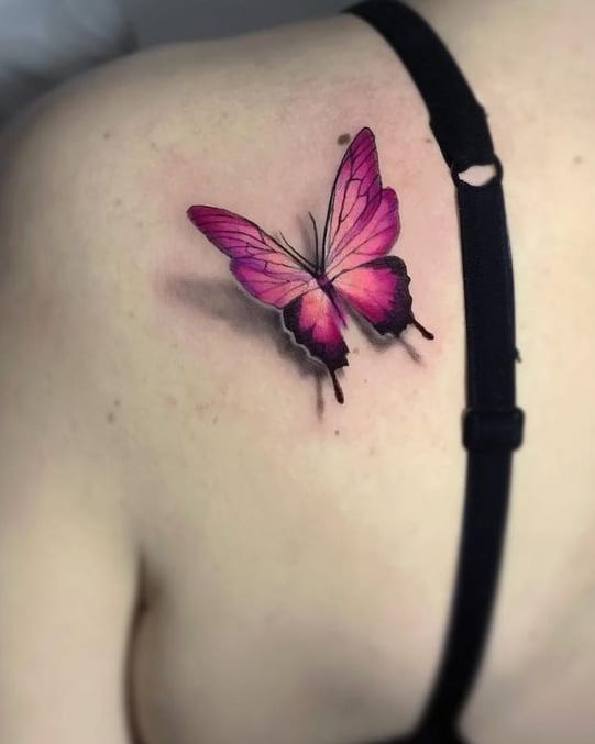 Tatuaje de mariposa púrpura 3D